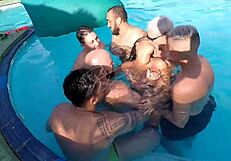 Watch this slutty wife GET FUCKED by 7 men in Floripa!