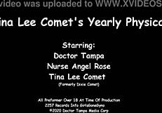 Tina Lee Comet Feels Embarrassed As Doctor Tampa And Nurse Angel Rose Perform Her Yearly Gyno Exam With Speculum And Gloves