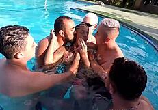 Watch this slutty wife GET FUCKED by 7 men in Floripa!
