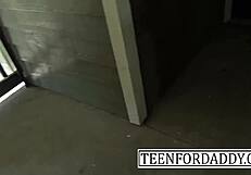 Watch this blonde Asian step sister give sloppy blowjob on her knees in public.