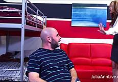 Julia Ann sucks and fucks student's dick