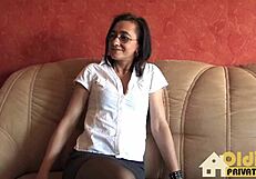 Old lesbian neighbors play with toys together