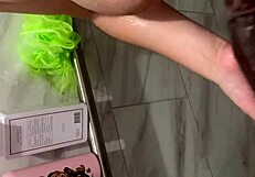 stepbrother convinces stepsisters to try anal in shower, huge dick fitting tight ass