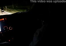 Girlfriend in heels fucks stranger outdoors in a car