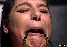 Brunette Beauty Toyed In Extreme Hogtie