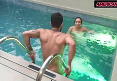 took the woman to the motel to relax, arriving there she wanted to fight but after a good time in the pool she became calm