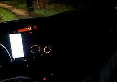 Girlfriend in heels fucks stranger outdoors in a car