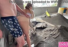 Slut Gets Fucked Outdoor In Public Construction Site Pov