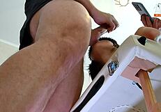 Wife gives double blowjob in threesome with cum in mouth part 2