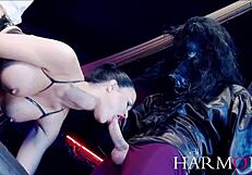 I watch Jasmin Jae take on two monster cocks passionately