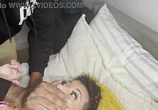 Hot stepmom fucks stepson, dad joins after catching them?