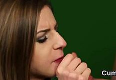 Wacky Looker Gets Sperm Shot On Her Face Eating All The Jizz
