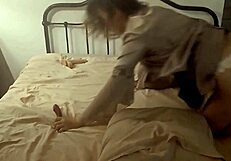 Clothed French Slut In Black Satin Dress Fucks Doggystyle With Blowjob And Pussy Licking!