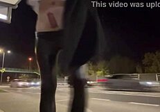 Trans Shemale Olivia Flashing Dick Ass Public Exhibitionist Street Road