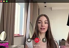 sexy brunette in stockings sucks cock and fucks new boyfriend