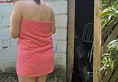 Shower Broken, Married Woman Pays Farmhand With Sex In Towel!