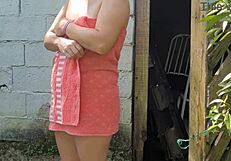 Shower Broken, Married Woman Pays Farmhand With Sex In Towel!