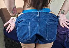 'hot big-assed girl takes hot cum inside her pussy'