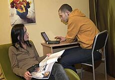 Watch how this large muscular stranger fucks the petite girlfriend while the cuckold watches