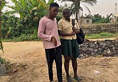 Nigerian schoolgirl dragged to jungle for raw ebony forest fucking