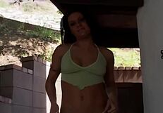 i saw ariana jollee double fucked on white vinyl couch