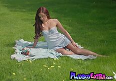 Petite Small Titted Redhead Muse Vanna Bardot Loves Posing Naked Outdoor!