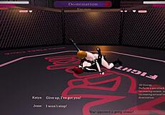 Kinky sex fight match one with domination and wrestling