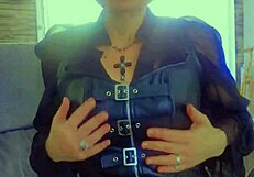 Compilation of Mature Woman Posing Seductively in Leather Lingerie Panties POV