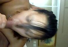 Sexy Tattooed Latina Sucks Shaved Interracial Cock With Big Tits