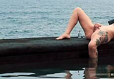 hey cat isnt your wet pussy squirting wild by the shore in that hippy outdoor solo