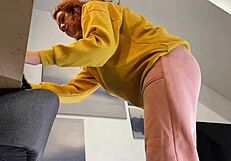 hey check out this hot redhead college girl trying on miniskirts and thongs in porn casting