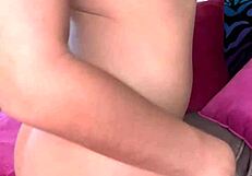 Luna Luxe Spreads Legs Shaved Pussy Vibrator Play on Couch