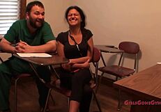 tampa university girl yesenia sparkles spreads in shower entrance physical backstage