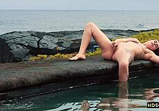 hey cat isnt your wet pussy squirting wild by the shore in that hippy outdoor solo