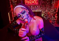 sinister nun joi strips rips clothes teases pierced nipples