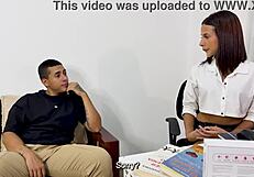 moreno's monster bbc dominates slim colombian aisha ferrari's tight pussy in rough office doggystyle creampie after facefucking