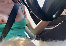 italian milf artemisia love's big natural tits nipples teased outdoor car closeup