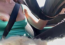 italian milf artemisia love's big natural tits nipples teased outdoor car closeup