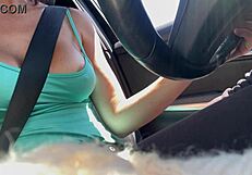 italian milf artemisia love's big natural tits nipples teased outdoor car closeup