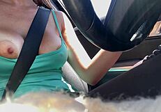 italian milf artemisia love's big natural tits nipples teased outdoor car closeup