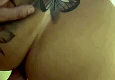 Latina Babe Flashes Tits Licks Monster Cock Cums on Wet Pussy