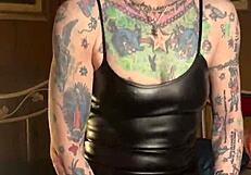 Milf Hotink4u rides huge dildo to squirting orgasm with pierced wet clit