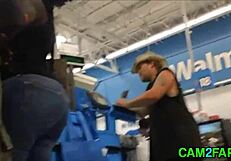 Hidden cam catches fat black BBW ass close-up shaking