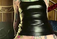 Milf Hotink4u rides huge dildo to squirting orgasm with pierced wet clit