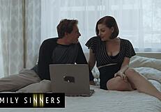 naughty step aunt's wet shaved pussy tempts lazy step nephew to fuck her out