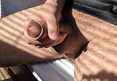 Solo homemade close-up big cock masturbation in bed