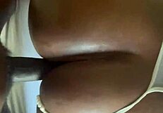 Monster cock pounds my hairy ebony wife's fat chubby ass and pussy hard