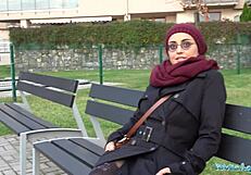 public agent pays horny arab beauty cash to fuck her tight pussy with monster cock outdoors pov