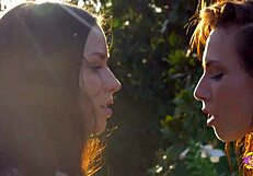 Naughty skinny tattooed brunettes kiss and munch shaved pussies outdoors teasingly?