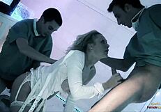 Blonde Babe Eyes Crazy Doctor Milf Riding Two Cocks Cowgirl Style